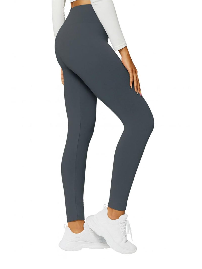 Conceited Fleece Lined Leggings Women - Warm - Winter - Women's Tights - Available in Plus Size - Cable - Large - X-Large Charcoal Grey - Image 1